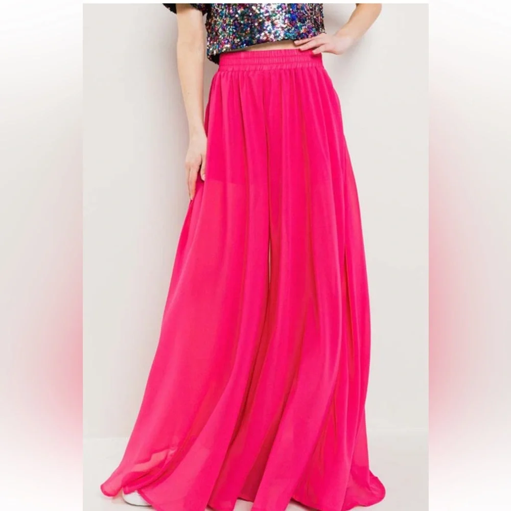 Elegant Pink Maxi Wide Leg Pants - Picture 3 of 4